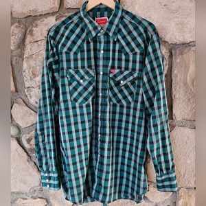 Fly Plains Lightweight Plaid Western Shirt Pearl Snaps